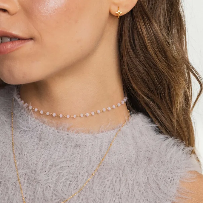 CHOKER Z KRYSZTAŁKAMI; SREBRNY POZŁACANY