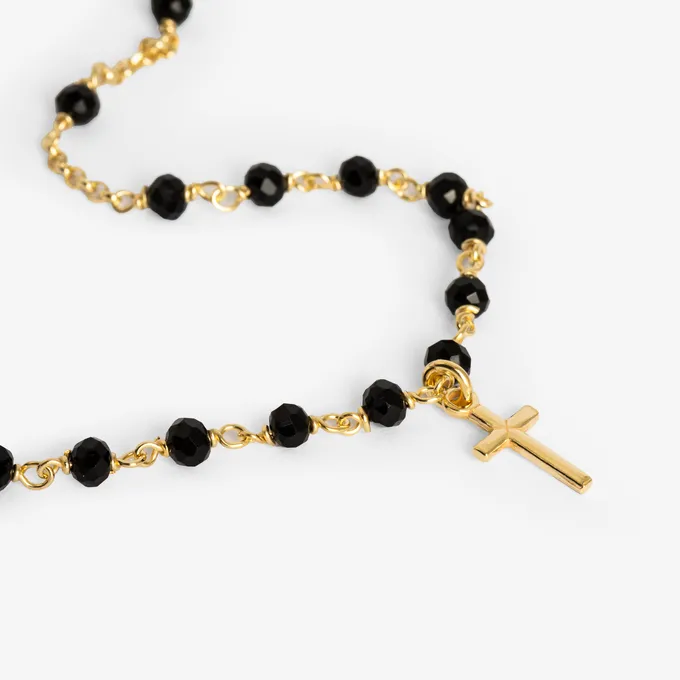 CHOKER Z KRYSZTAŁKAMI; I KRZYŻYKIEM, SREBRNY POZŁACANY
