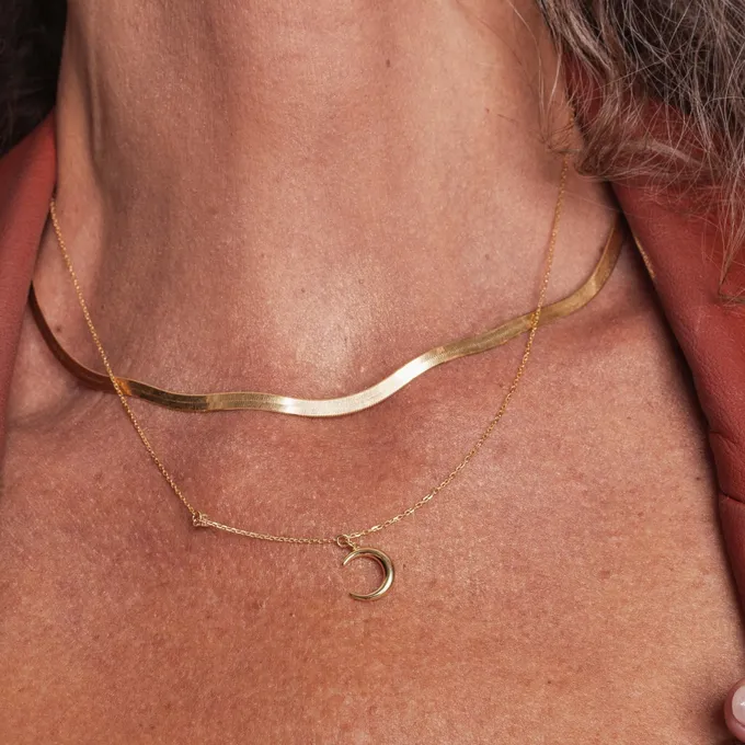 NASZYJNIK Z KSIĘŻYCEM; Z CYRKONIĄ, SREBRNY POZŁACANY