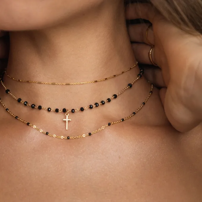 CHOKER Z SŁUPKAMI; SREBRNY POZŁACANY
