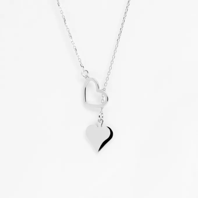 NASZYJNIK Z SERCEM; SYMBOL PIK, SREBRNY