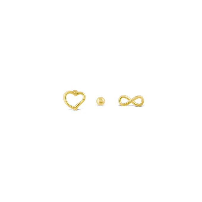 ZESTAW TRZECH KOLCZYKÓW; SREBRNE POZŁACANE
