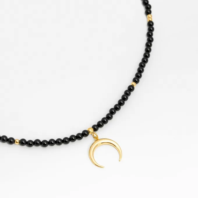 CHOKER Z ONYKSEM I KSIĘŻYCEM