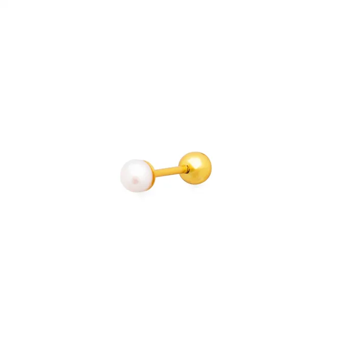Kolczyk z perłą 3 mm; srebrny pozłacany