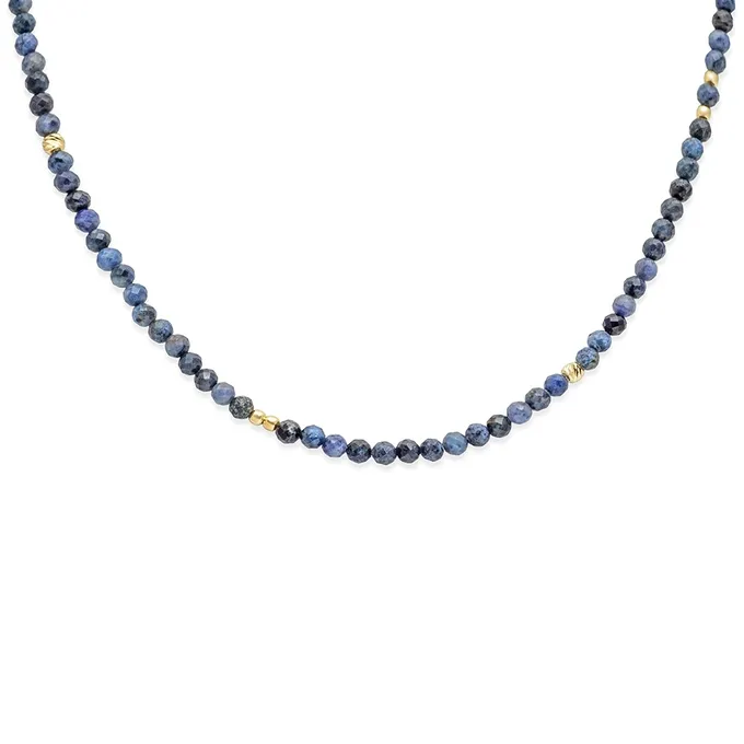 CHOKER Z DUMORTIERYTEM; SREBRNY POZŁACANY