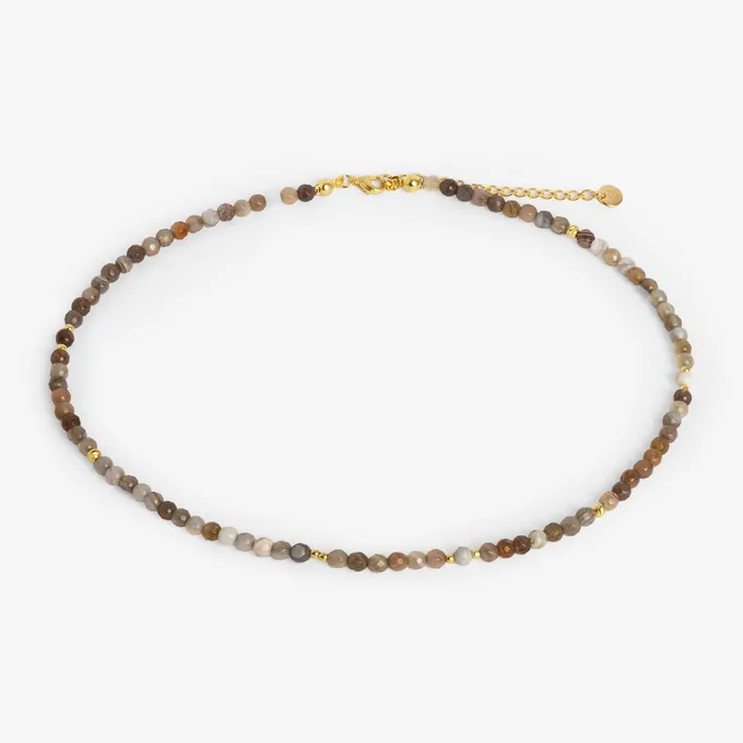 CHOKER Z AGAT BOTSWANA; SREBRNY POZŁACANY