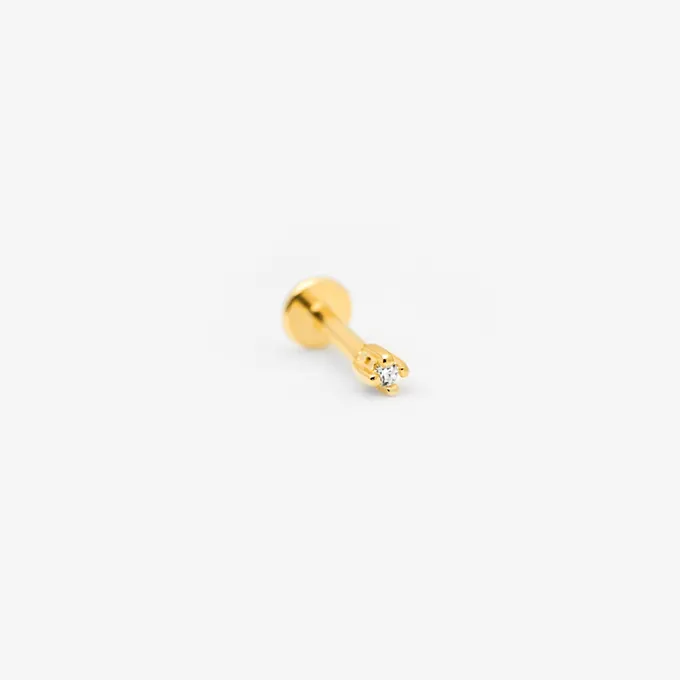 KOLCZYK Z CYRKONIĄ 1,5 MM; SREBRNY POZŁACANY