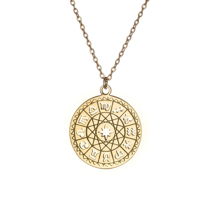 NASZYJNIK ZE ZNAKAMI ZODIAKU; SREBRNY POZŁACANY