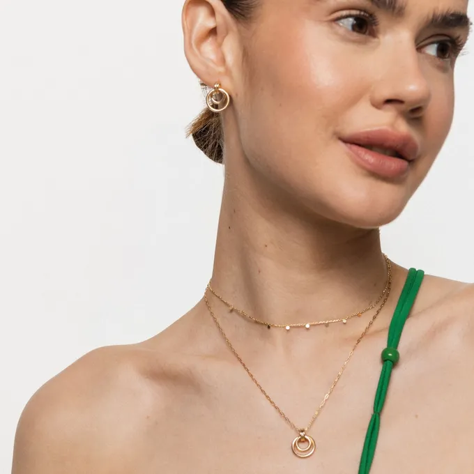 Choker z blaszkami; srebrny pozłacany