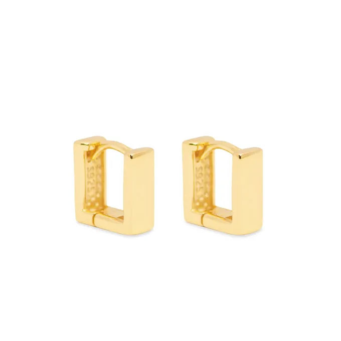 Kolczyki kwadraty 8,6 mm; srebrne pozłacane