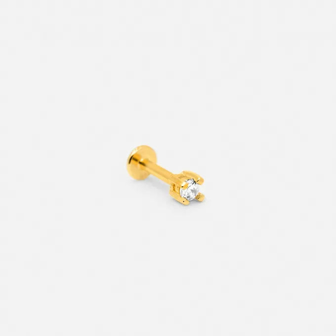 KOLCZYK Z CYRKONIĄ 2,5 MM; SREBRNY POZŁACANY
