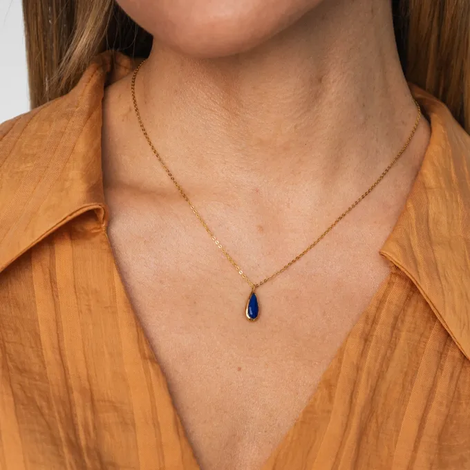 Naszyjnik z lapis lazuli; srebrny pozłacany