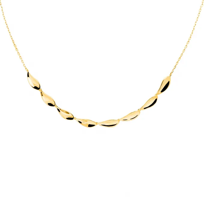 Choker z listkami; srebrny pozłacany