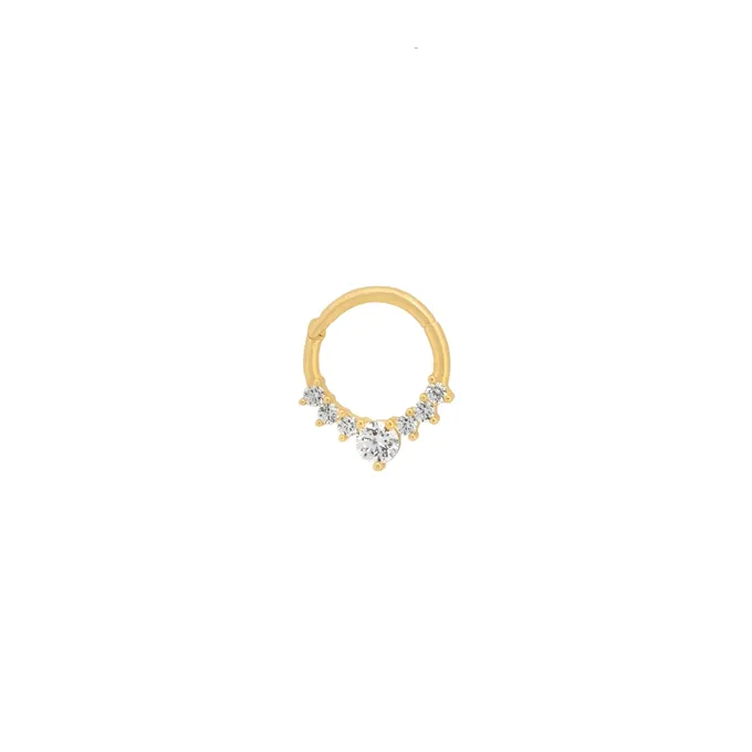 Kolczyk kółeczko 1 cm; z cyrkoniami, złoty