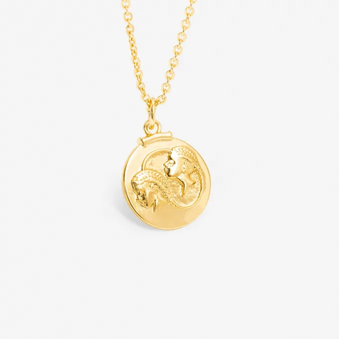 Naszyjnik Bliźnięta; znak zodiaku pozłacany