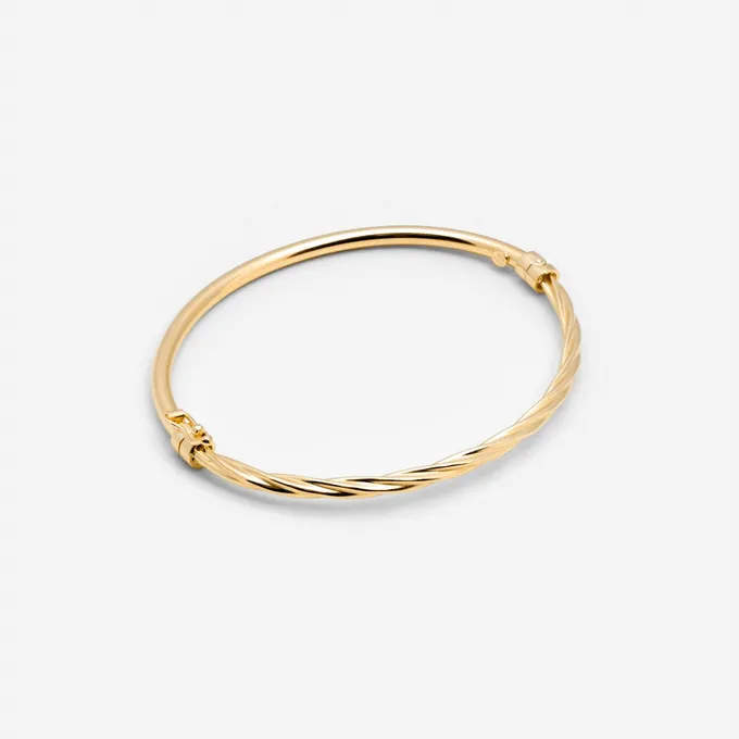 Bransoletka sztywna; skręcana, srebrna pozłacana