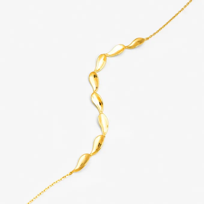 Choker z listkami; srebrny pozłacany