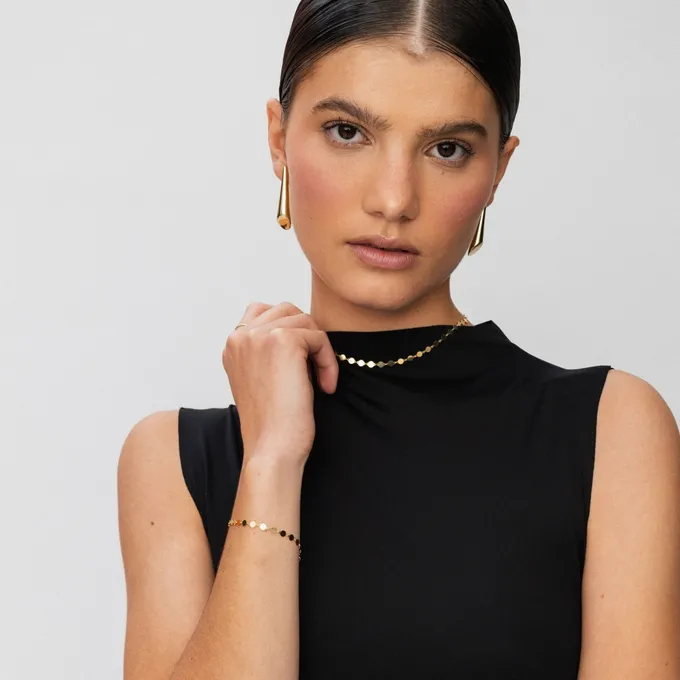 Choker z blaszek; srebrny pozłacany
