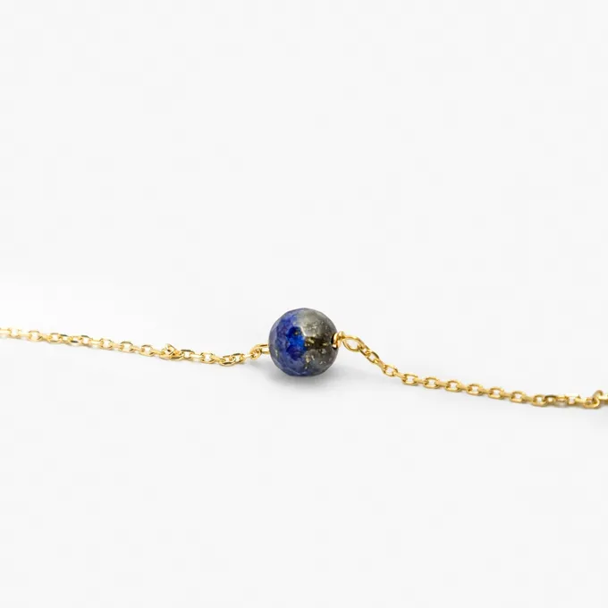 Naszyjnik z lapis lazuli; srebrny pozłacany