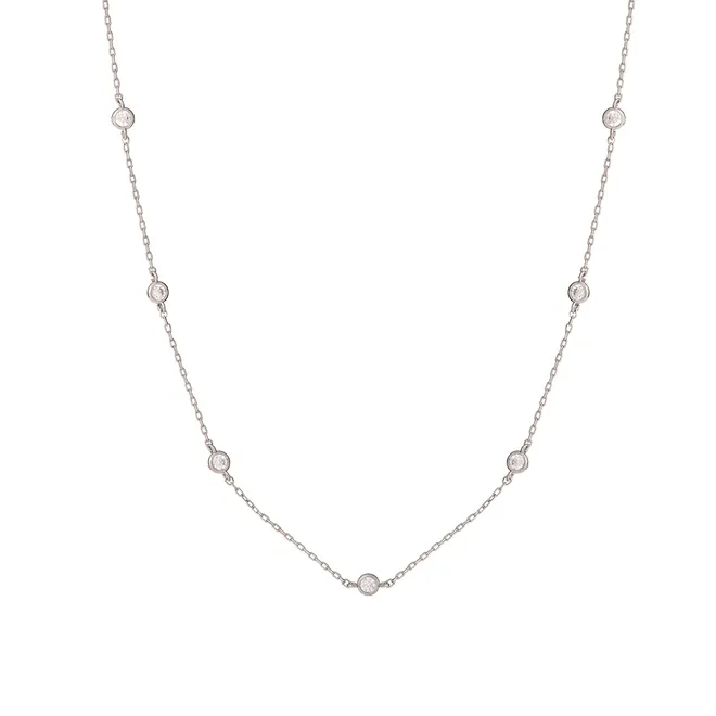 CHOKER Z CYRKONIAMI; SREBRNY
