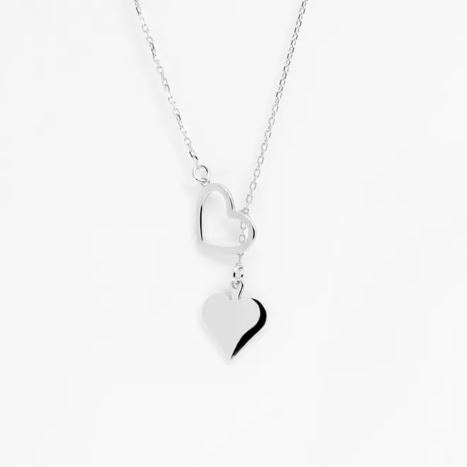 NASZYJNIK Z SERCEM; SYMBOL PIK, SREBRNY