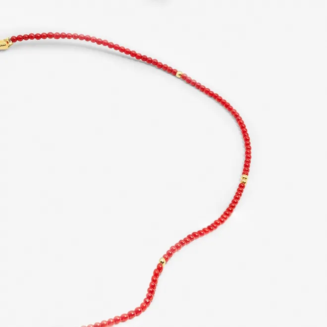 Choker z korali; srebrny pozłacany