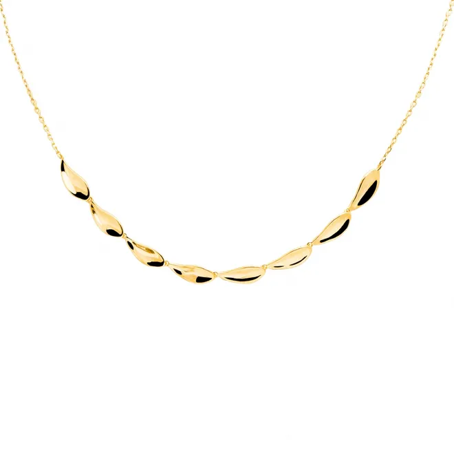 Choker z listkami; srebrny pozłacany