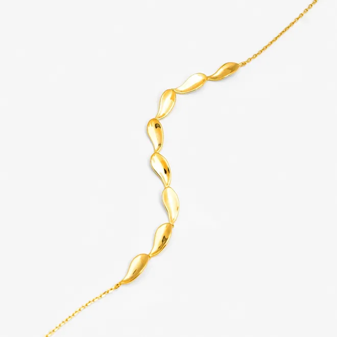 Choker z listkami; srebrny pozłacany
