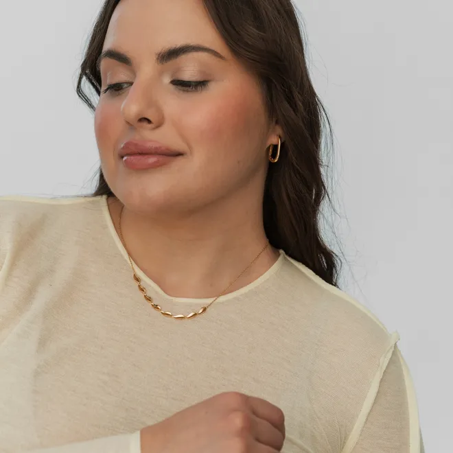 Choker z listkami; srebrny pozłacany