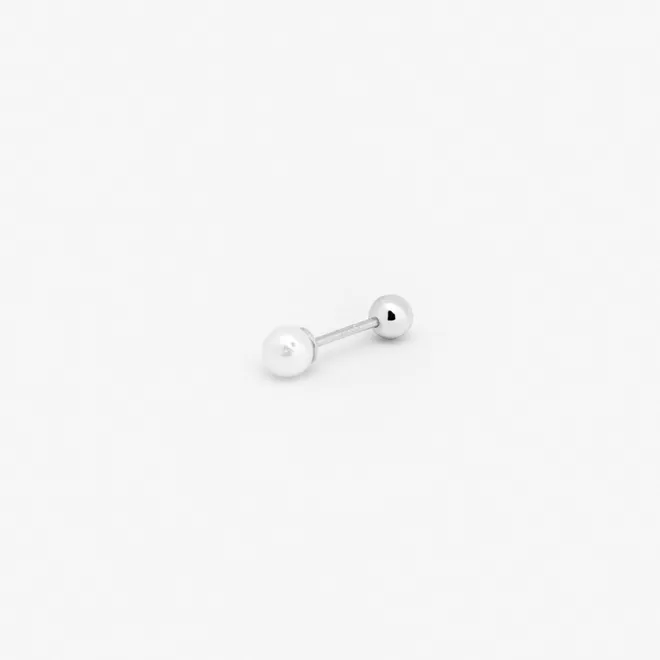 Kolczyk z perłą; 3 mm, srebrny