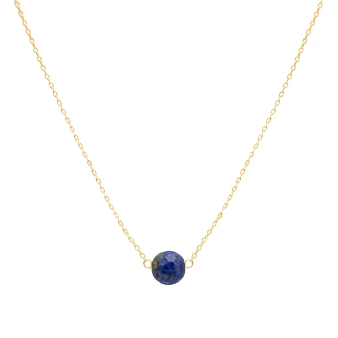 Naszyjnik z lapis lazuli; srebrny pozłacany