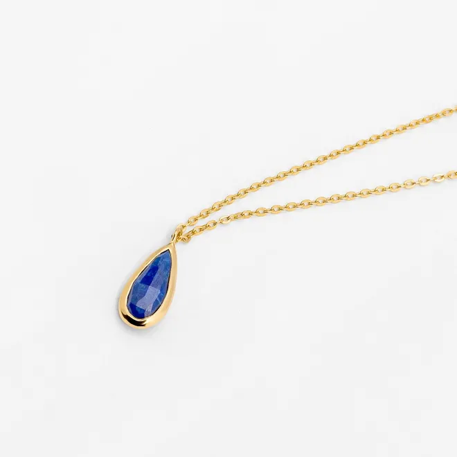 Naszyjnik z lapis lazuli; srebrny pozłacany
