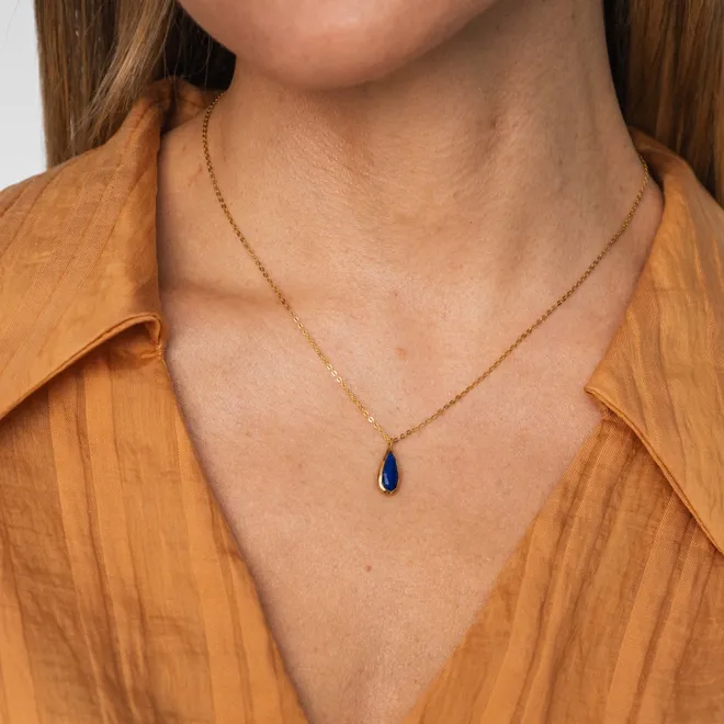 Naszyjnik z lapis lazuli; srebrny pozłacany