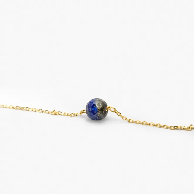 Naszyjnik z lapis lazuli; srebrny pozłacany