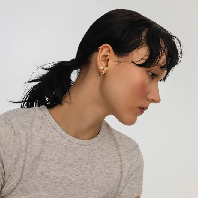 Kolczyki serca; z cyrkoniami, srebrne pozłacane