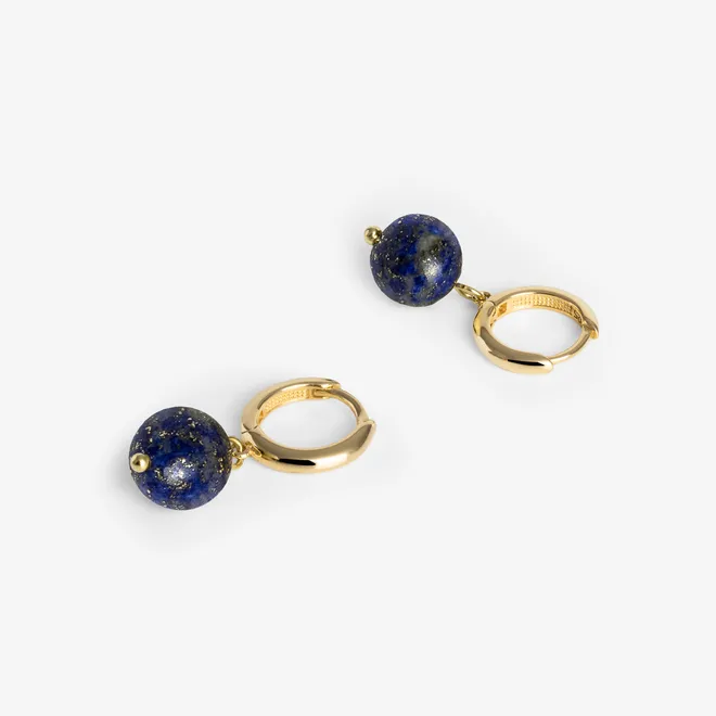 Kolczyki kółka z lapis lazuli 1,2 cm; srebrne pozłacane