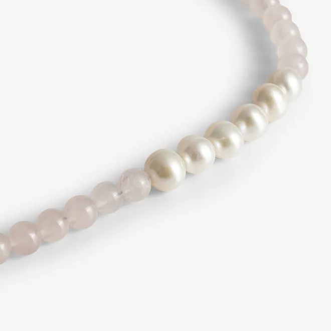 Choker z kwarcem i perłami; srebrny pozłacany