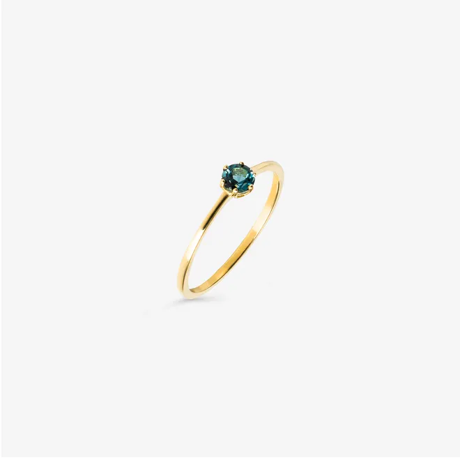 Pierścionek z topazem London Blue 3,9 mm; złoty