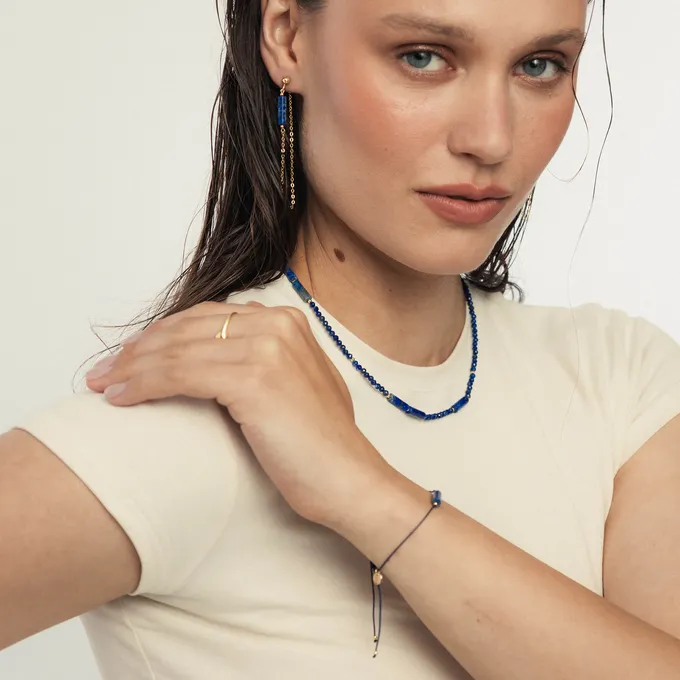 Bransoletka sznurkowa z lapis lazuli