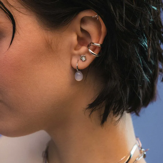 Kolczyki z niebieskim chalcedonem; srebrne