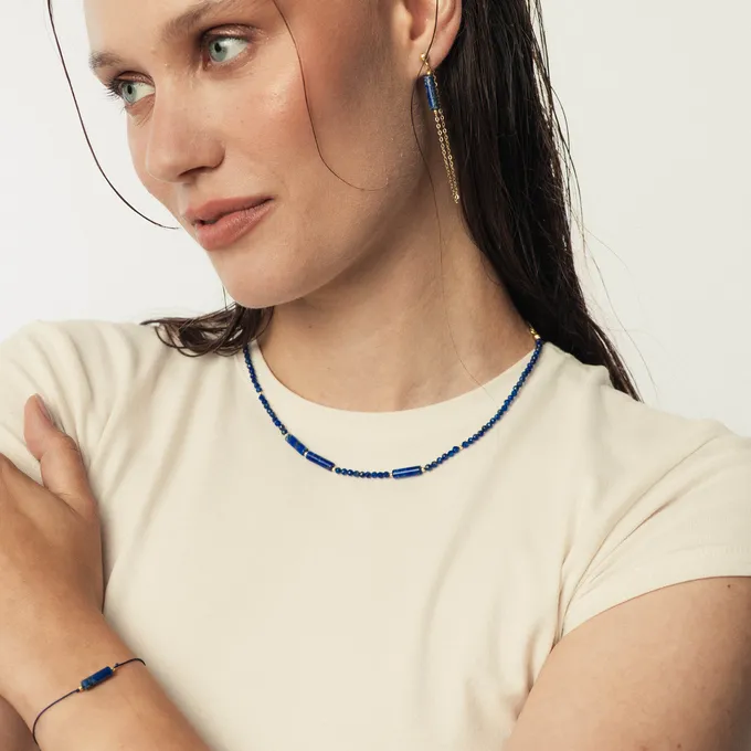 Bransoletka sznurkowa z lapis lazuli