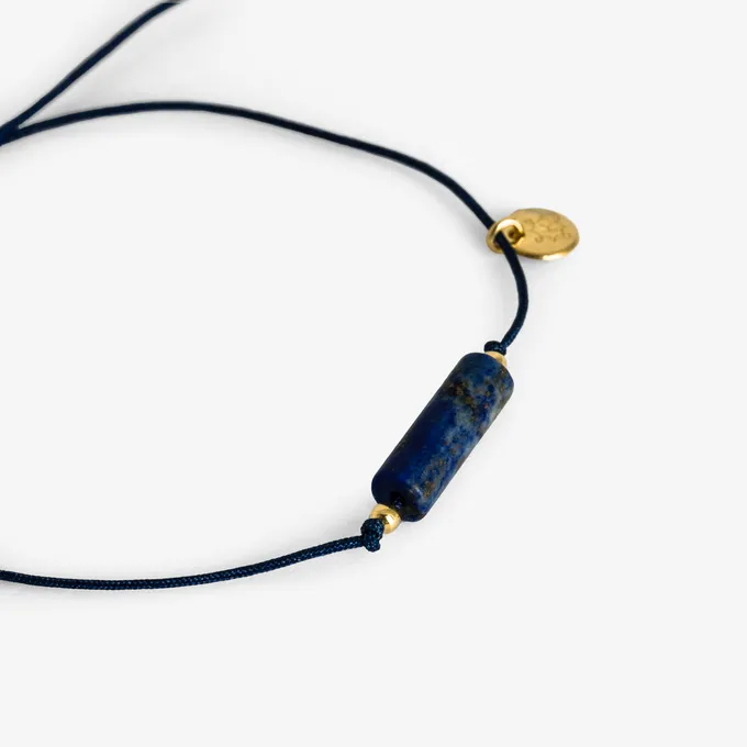 Bransoletka sznurkowa z lapis lazuli