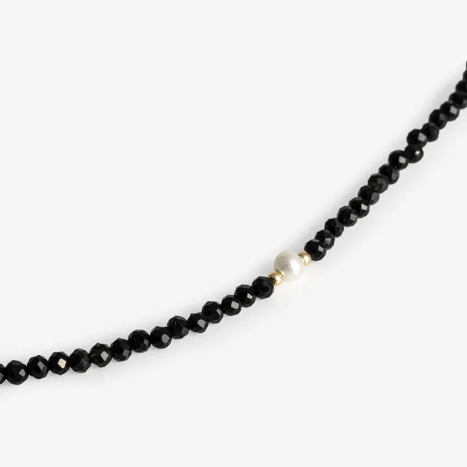 Choker z onyksem; srebrny pozłacany