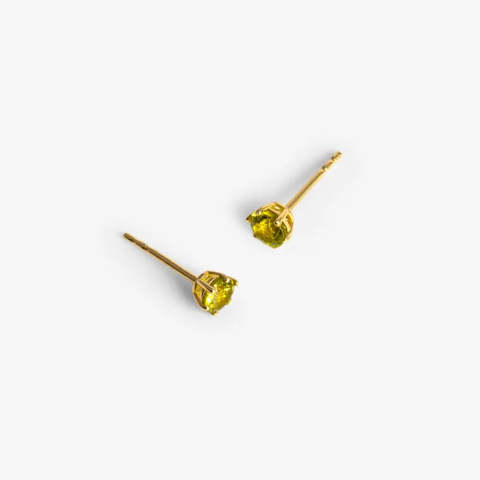 Kolczyki z perydotem 3,8 mm; złote