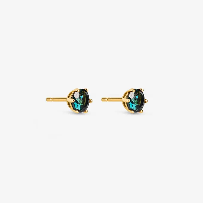 Kolczyki z topazem London Blue 3,8 mm; złote