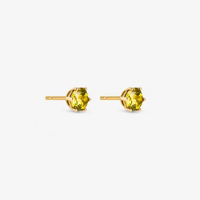Kolczyki z perydotem 3,8 mm; złote